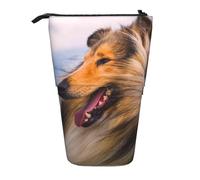 Beautiful Rough Collie,Standing Pencil Holder Stationery Bag Pencil Pouch Organizer Telescopic Pencil Case