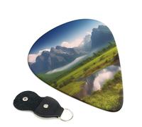 Beautiful Scenery 6 Pack Guitar Picks With Holder, Personalized Guitar Plectrums Non-Slip Portable Ukulele Bass Picks 0.96mm For Acoustic Guitar Lovers Gifts
