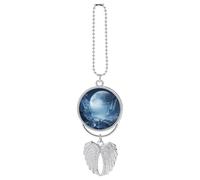 Beautiful Scenery Images Car Pendant, Rear View Mirror Hanging Ornament, Auto Decor for Rearview Mirror, Keychain Silver-Style