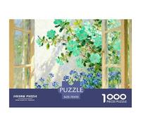 Beautiful Scenery of The Window Jigsaw Puzzles Puzzle for Adults Kids. 1000 Pieces Flower Whimsical Challenge Toy Educational Game Home Decoration for Adults& Kids Age 14 Years Up 70x50cm/1000pcs