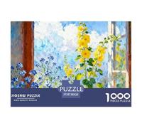 Beautiful Scenery of The Window Jigsaw Puzzles Puzzles for Adults Kids. 1000 Piece Flower Impossible Challenge Toy Educational Games Home Decoration for Adults& Kids Age 14 Years Up 38x26cm/1000pcs