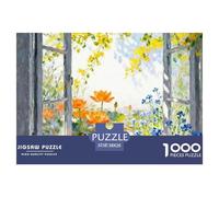 Beautiful Scenery of The Window Jigsaw Puzzles Puzzles for Adults Kids. 1000 Pieces Flower Impossible Challenge Toy Educational Games Home Decoration for Adults& Kids Age 14 Years Up 38x26cm/1000pcs