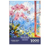 Beautiful Scenery of The Window Jigsaw Puzzles Puzzles for Adults Kids. 1000 Pieces Flower Whimsical Challenge Toy Educational Games Home Decoration for Adults& Kids Age 14 Years Up 70x50cm/1000pcs