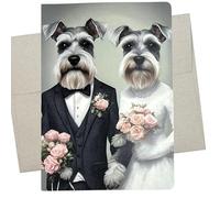Beautiful Schnauzer Wedding Card, Dog Lover Wedding Card (1 Premium Card, 5X7 Inches) blank inside for your own tasteful message, also engagement card for pet lovers - 1014
