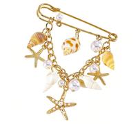 Beautiful Sea Shell Star Brooch Alloy Elegant Chest Jewelry Advanced Badge Pin for Dress Decoration Vacation Brooch Conch Star Chest Flower Badge Pin Clothing Decoration