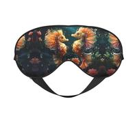 Beautiful Seahorse Couple Print Eye Mask – Comfortable Sleep Aid, Elastic Nighttime Shade, Light-Proof Blindfolds for Plane, Travel