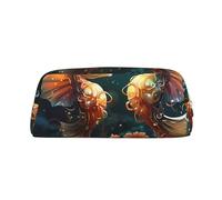 Beautiful Seahorse Couple Print Pencil Case, Pencil Pouch with Zipper, Portable Stationery Organizer pencil bag - Office Travel, Gold, One Size, Art Deco