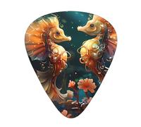 Beautiful Seahorse Couple Stylish and durable guitar picks, three types of thin, medium and heavy guitar picks (12 pieces), suitable for guitar, bass, electric guitar, ukulele,