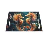 Beautiful Seahorse Couple Woven PVC Placemats For Dining Table
