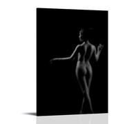 Beautiful Sexy Girl behind The Waves Body Art Hip Back Black And White Retro Poster Poster Vintage Art, Wall Canvas, Decoration Aesthetic, Living Room, Kids Room Dormitory, Cafe, Bathroom, Suitable Fo