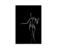Beautiful Sexy Girl behind The Waves Body Art Hip Back Black And White Retro Poster Poster Vintage Art, Wall Canvas, Decoration Aesthetic, Living Room, Kids Room Dormitory, Cafe, Bathroom, Suitable Fo