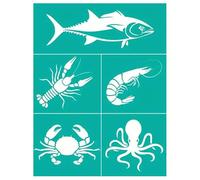 Beautiful Shark Shrimp Reusable Silk Screen Stencils Printing Stencil Self Adhesive Silk Screen Mesh Transfers Stencils for Chalk Paste Wood,Fabric,Home Decor,Art Crafts T-Shirt