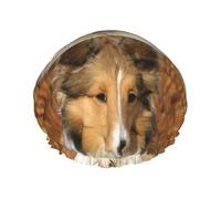 Beautiful Sheltie Breed Dog,Shower Cap Nightcap Double Layer Waterproof Elastic Bath Cap Reusable Hair Cap