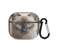 Beautiful Siamese Cat Bluetooth Earbuds Case Cover Full Body Shockproof Protection Hard Case Support Wireless Charging with Keychain Personalized Gift for AirPods 3