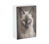 Beautiful Siamese Cat Cigarette Case Normal Size 20 Capacity Style Cigarette Holder Case Waterproof Cigarette Case Portable Travel Cigarette Storage Box for Smoking Accessories
