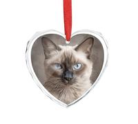 Beautiful Siamese Cat Clear Crystal Glass Heart Pendant Charm Romantic Crystal Love Pendant Hanging Decoration for DIY Craft Gift for Home Window Car Wedding Party Decor Love Shaped Hanging Ornament