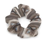 Beautiful Siamese Cat Hair Scrunchies for Women No Damage, Soft Elastic Hair Ties with Fashionable Printed Patterns, Satin Scrunchy Hairbands for Ponytail, Bun, Workout & Sleep