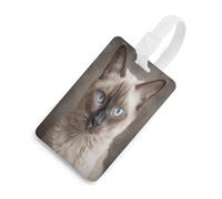 Beautiful Siamese Cat Luggage Tag for Suitcases Personalized Baggage Tag with Information Card Durable Bag Tags Retro Travel Stamp Luggage Tags for Women Men Travel Bag Label