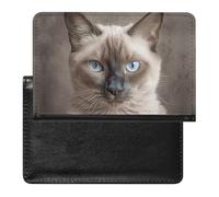 Beautiful Siamese Cat Passport Holder Premium PU Leather Passport Cover Portable Travel Passport Protector Case Unisex Travel Essentials Document Organizer for Vacation Business Trips