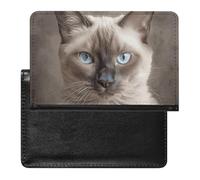 Beautiful Siamese Cat Passport Holder with 3 Card Slots, Portable PU Leather Travel Wallet, Slim Protective Cover for Passport, ID, Credit Cards