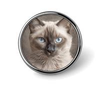 Beautiful Siamese Cat Round Lapel Pins Backpack Pin Cute Brooch Decoration Brooches for Women Men Fashion Button Badges for Hat Backpacks Purses Jackets Shirt Suit