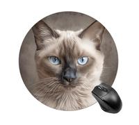 Beautiful Siamese Cat Round Mouse Pad 7.8 Inch Portable Non-Slip Rubber Base Office Mouse Mat Waterproof Durable Smooth Surface Computer Mousepad for Laptop Desktop