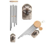 Beautiful Siamese Cat Wind Chimes for Outside Memorial Wind Chimes Outdoor Windchime with 6 Tuned Aluminum Tubes Sympathy Windchimes Elegant Outdoor Ornament for Garden, Patio, Porch