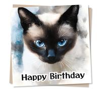 Beautiful Siamese Happy Birthday Card For a Loved One - Cat Lover, Cats, Animals - For a Special Someone, Family, Relative, Bestie, Friend