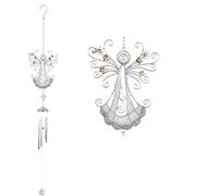Beautiful Silver Design Angel Windchime, Glass, Metal, Resin Garden and Home Ornament (Design B)