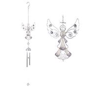 Beautiful Silver Design Angel Windchime, Glass, Metal, Resin Garden and Home Ornament (Design B)