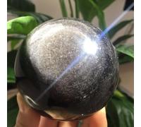 Beautiful Silver Sheen Obsidian Sphere Crystal Ball Ornaments (Size : 1100-1200g)