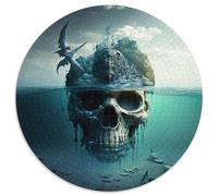 Beautiful Skull Adult Jigsaw Puzzles 1000 Pieces Round Jigsaw Puzzle 1000 Pieces Skill Level Beginner, Great for Birthday 67.5x67.5cm