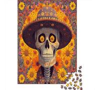 Beautiful Skull Portrait Puzzle 38x26cm/1000pcs Erwachsene Mexican Sombrero Puzzle,Home Decor