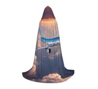 Beautiful Sky Airplane Hooded cape, fit for role-playing, stage costumes, winter activities, and casual wear