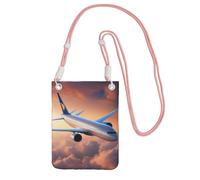 Beautiful Sky Airplane Print Crossbody Bag For Women, Shoulder Bag Purse, Travel Sport Mini Phone Bag, Phone Wallet, Pink, One Size