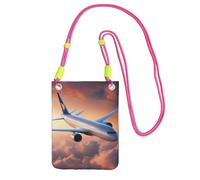 Beautiful Sky Airplane Print Crossbody Bag For Women, Shoulder Bag Purse, Travel Sport Mini Phone Bag, Phone Wallet, Fuchusia, One Size
