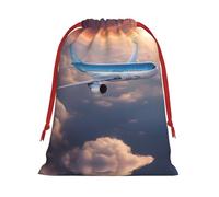 Beautiful Sky Airplane Print Reusable Drawstring Gift Bags For Candy Bag Birthday, Wedding Or Daily
