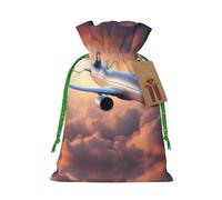 Beautiful Sky Airplane Print Reusable Drawstring Pouch,Perfect For Birthdays,Anniversaries,And Parties