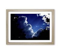 Beautiful Sky Clouds (3) Framed Print | A2 Oak Framed Wall Art | Ready to Hang | Modern Landscape Picture | Living Room Bedroom Lounge Office