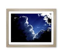 Beautiful Sky Clouds No.3 Modern Framed Print | A4 Oak Framed Wall Art | Ready to Hang | Modern Landscape Picture | Living Room Bedroom Lounge Office