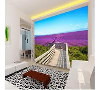 Beautiful Sky Purple Lavender Wooden Bridge Modern 3D Wallpaper Premium Textured Silk Neutral Tones Material Ideal for Living Room Bedroom-200cm×140cm