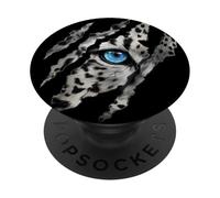 Beautiful Snow Leopard Piercing Blue Eye Claw Animal Design PopSockets Adhesive PopGrip