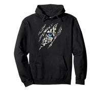 Beautiful Snow Leopard Piercing Blue Eye Claw Animal Design Pullover Hoodie