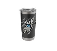 Beautiful Snow Leopard Piercing Blue Eye Claw Animal Design Stainless Steel Insulated Tumbler