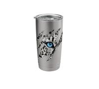 Beautiful Snow Leopard Piercing Blue Eye Claw Animal Design Stainless Steel Insulated Tumbler