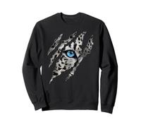 Beautiful Snow Leopard Piercing Blue Eye Claw Animal Design Sweatshirt