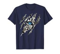 Beautiful Snow Leopard Piercing Blue Eye Claw Animal Design T-Shirt