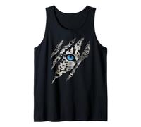 Beautiful Snow Leopard Piercing Blue Eye Claw Animal Design Tank Top