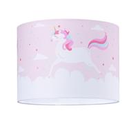 Beautiful Soft Pink Cotton Lampshade with Dancing Unicorns and Clouds Denergy savingration Happy Homewares Pink 10 inches