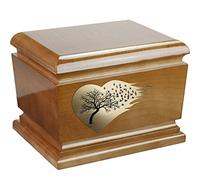Beautiful Solid Wood Casket Human Funeral Ashes Urn for Adult Cremation Urn Memorial, Personalised Urn, Butterflies Urn (Tree Of Life)